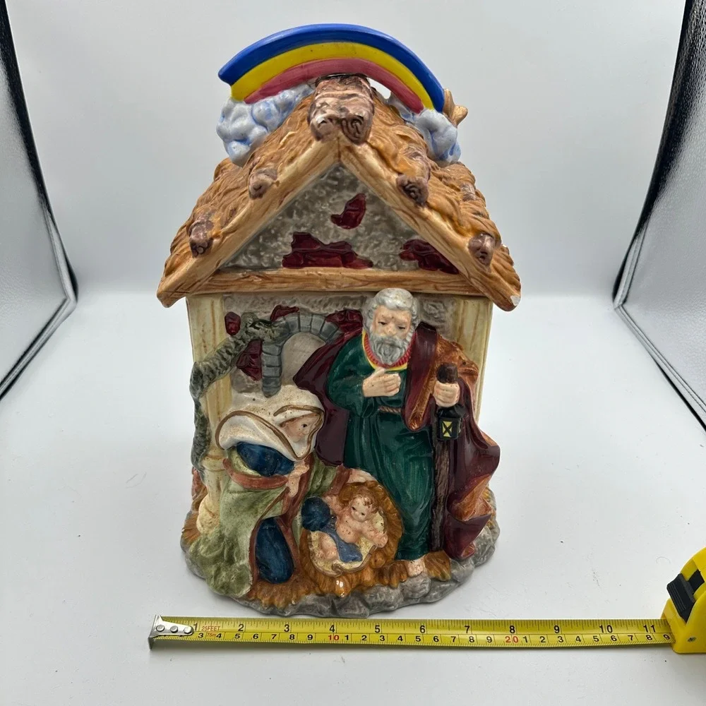 Vintage Mercuries China Nativity Scene Cookie‎ Jar Holy Family Religious Decor